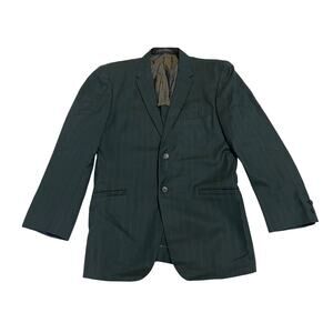 12-29 LAD Men's Sport Coat Striped Green Wool Size 36US/46EU/Small